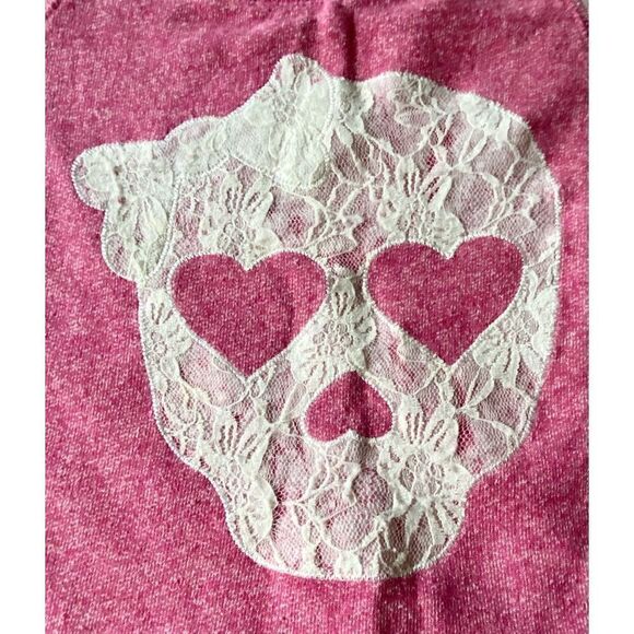 Girl’s Lace Skull Pink Pull-Over Shirt L (14-16) - Picture 3 of 7